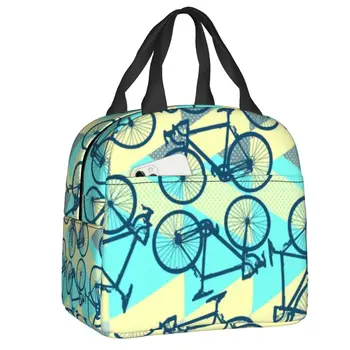 Велосипеден модел, цветна художествена изолирано чанта за обяд, за къмпинг, за пътуване, за велосипедисти и за каране на колело, термоохладитель, кутия за Bento, за жени, за деца