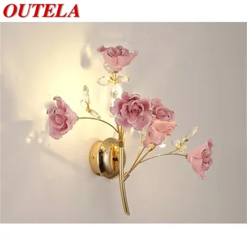 OUTELA монтиран на стената лампа в европейски стил от розов кристал, луксозни осветителни Тела, модерните led светлини за декорация на дома