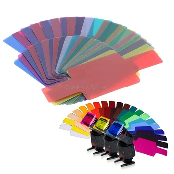 20 Цветни фотографски цветни гелове, карта на филтъра, лещи осветление за Yongnuo Flash, магазини за електроника nissin Speedlite, Директен доставка