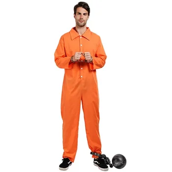 Мъжки костюм на затворника на Хелоуин, гащеризон затворник-тъмничаря за възрастни, Карнавал, Великден, Пурим, Маскарадное рокля