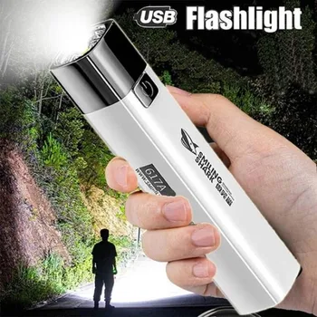 Супер ярки led фенерче USB Акумулаторна батерия led фенерче за нощно каране на велосипед, къмпинг, лов, огнище на закрито