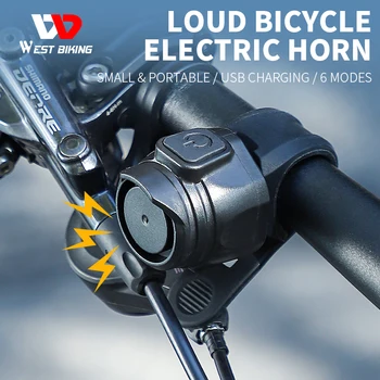 WEST BIKING Електрически Велосипеди Обаждане USB Акумулаторна 80 db Предупредителен Сигнал за Сигурност на МТБ Пътен Волана Кормило Пръстен Велосипедни Аксесоари