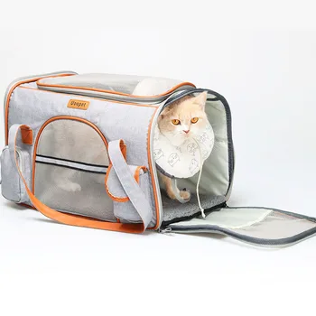 Чанта за носене котки, Дишаща Преносима чанта за котки или кучета, Одобрен от авиокомпанията, столче за Кола, переноска за кучета, градинска чанта през рамо