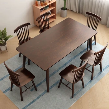Маси от масивно дърво в скандинавски стил и Домашен правоъгълна маса В малък апартамент Модерна минималистичная комбинация от бюрото и стола