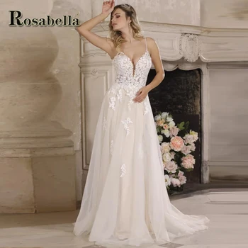 ROSABELLA Привлекателна Алина Сватбени Рокли За жени Сватбена рокля с аппликацией Vestidos De Новия Brautmode Personised Plus