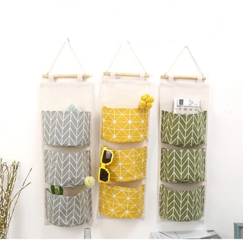 Творчески памучни и ленени водоустойчив висулка за чанта за съхранение, стенни ламинирани торбички от домакинството тъкани, Различни чанта за съхранение