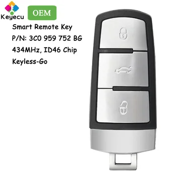 KEYECU OEM Keyless Go Smart Remote Автомобилен Ключ С 3 Бутона 434 Mhz ID46 Чип за Volkswagen Magotan Passat CC Fob 3C0 959 752 BG