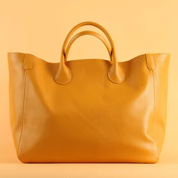 2023 Нова дамска чанта-тоут голям размер от естествена кожа, чанти и портфейли от телешка кожа, кафяв цвят, голяма пазарска чанта, дамска чанта