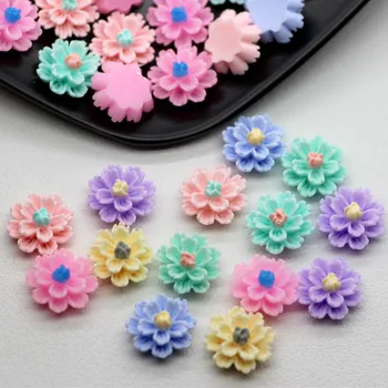 50 бр 12 мм Цветя От смола Аксесоари 3D Двойни Цветя, Украса За самостоятелно Производство на бижута Материал