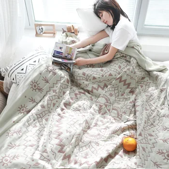 Лятно Охлаждане, детско и възрастни памучни марлевое муслиновое пътното одеяло, покривка с лека дрямка за въздухоплавателното средство, покривалото за диван-легло, Qulit Home Decor