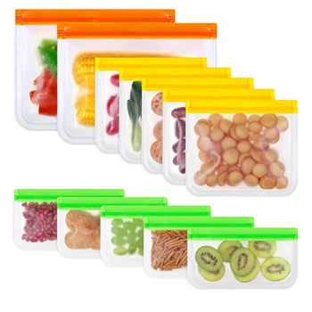 1 бр. силиконова чанта за хранене Множество чанта за съхранение на пресни плодове и зеленчуци Запечатани чанта за съхранение на продукти с цип Чанта