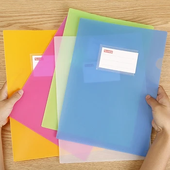 1бр Новата L-образна прозрачна цветна чанта за документи с формат А4, папка за документи на хартиен файлове, канцелярский притежателя, училищен офис за носене, водоустойчива полипропилен, 5 цвята
