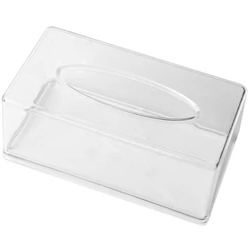 Акрилна кутия за салфетки Правоъгълни прозрачна кутия за кърпички за офис, домашна баня, ресторант, тоалетна