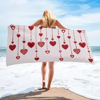 Меки кърпи за баня за влюбени за Свети Валентин, лятно пътно кръгло плажна кърпа от микрофибър, быстросохнущее спортно кърпа
