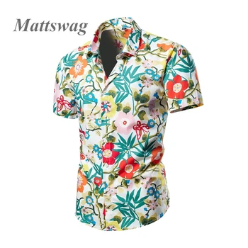 Модни Хавайски Ризи С Флорални Принтом За Мъже, Лятна Плажна Мъжки Дрехи На Брега На Морето, Приталенные Върховете На Всеки Ден За Почивка, Ризата Hombre