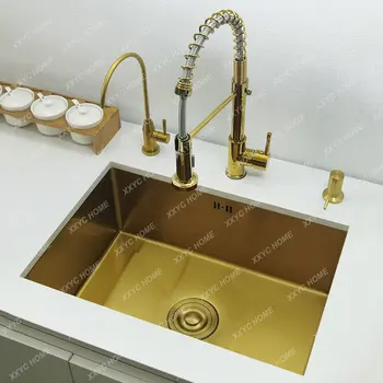 Кухненска мивка над тезгяха или монтаж под Мивка с един умивалник, 304 от неръждаема стомана, мивки, мивка Златни