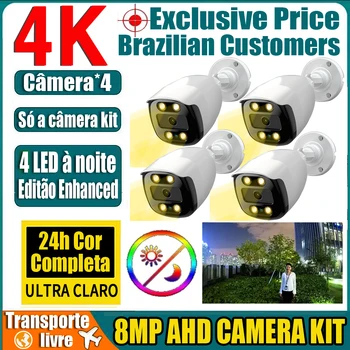 ВОДЕЩАТА на 8-Мегапикселова камера, 4-Канален AHD-Камера за Видеонаблюдение 4K Kit 24 Пълноцветно Нощно Виждане Топла Светлина В/Водоустойчив Външен Монитор Набор от Системи за Сигурност