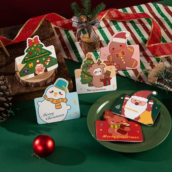 6 бр./опаковане. поздравителна картичка весела Коледа, анимационни сгъваеми картички за зимните празници, коледно парти, подарък опаковки, визитки