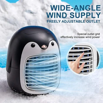 Въздушен охладител с сладък пингвин, акумулаторна батерия за преносим мини-овлажнител, персонален климатик за вашия офис, спални MUMR999