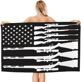 Плажна кърпа с американския флаг от микрофибър, забавен американския флаг в черно, бързо съхнещи хавлии за басейна, Пескостойкие плажни аксесоари