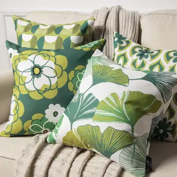 Зелено-бял геометричен модел листенце бельо калъфка калъф за диванной възглавници, украса на дома могат да бъдат персонализирани за вас 40x40 45x45