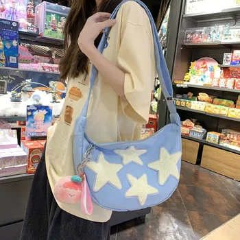 Японската Сладко чанта през рамо за момичета, модерна чанта-месинджър с пентаграма, проста найлон училищна чанта за учебници