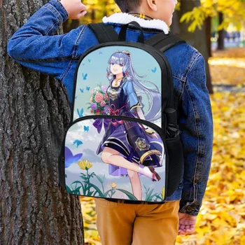 FORUDESIGNS Ученически чанти студентски раници за красиви момичета Genshin с множество джобове, леки раници за момичета