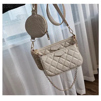 2020 нова чанта през рамо с широк пагон, чанта-месинджър, малка чанта във формата на диамант от три части, модерна дамска чанта
