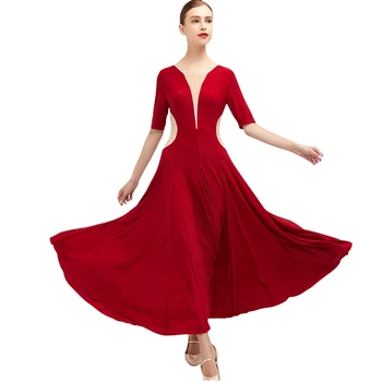 2022, дебнещ рокля за състезания по танци балната зала с къси ръкави, Стандартно облекло за танци, женски костюм за изяви на сцената