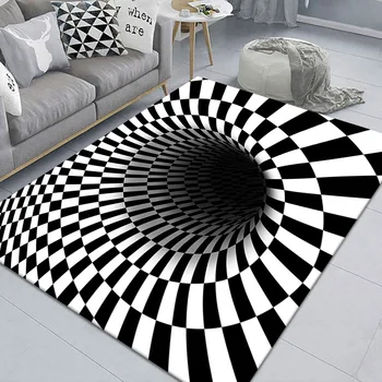 3D Завъртете иллюзионный килим Входна врата Нескользящий мат Юношеството Декор за хола Геометричен оптичен мат Иллюзионный мат