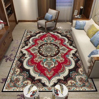 Килим в персийския етнически стил с принтом, моющийся нескользящий килим в хола, спалнята, Мароко, голям площад, адаптивни размера на килима