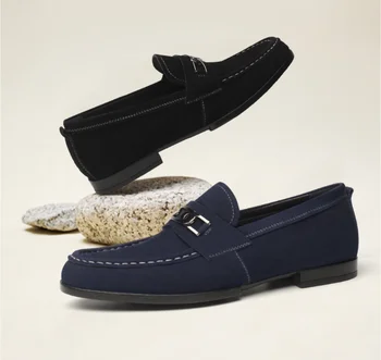 Нова мъжки обувки Tsutsu, кожена ежедневни обувки, чифт обувки с лоферами, лятна мъжка мода от кадифена кожа