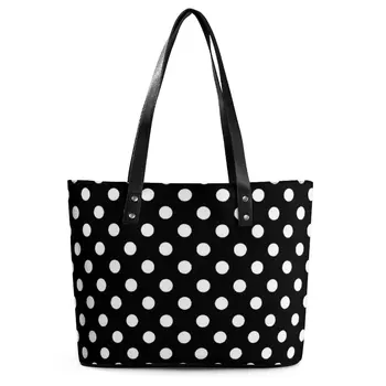Черно-Бяла чанта с принтом в грах, модерна чанта за рамо от изкуствена кожа за съвременно изкуство, чанта-тоут за колеж, чанти за пазаруване с цип за почивка