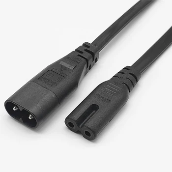 Удължителен кабел за захранване 18AWG от IEC C8 до IEC C7 между мъжете и жените, удължителен кабел адаптер за PS4, принтери Apple TV camera 2X0.824mm2