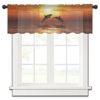 Скачане на пътнически делфин привечер Кухня Малък Прозорец Завеса от Прозрачен тюл Къс Завеса Спалня Хол Начало декор Вуалевые завеси
