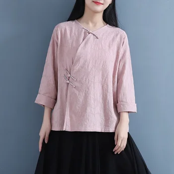 2021 Дамски дрехи в традиционен китайски стил, дамски топ в ретро стил Hanfu, дамски блузи, Елегантни ориенталски костюм от епохата на Тан, китайска блуза FF3009