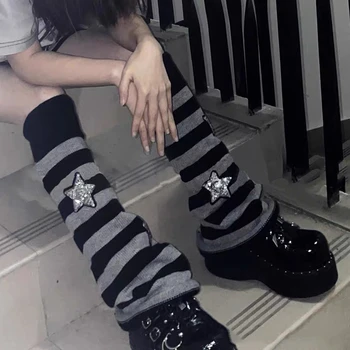 Гамаши в готически стил на 2000-те години, естетически страхотна чорапи в стил гръндж с интериор в формата на пентаграма, y2k, женски аксесоари в стил пънк, Тъмна Академия
