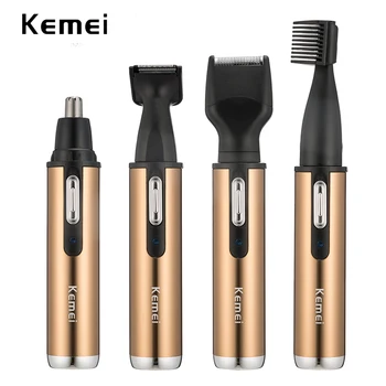 kemei 4 в 1 тример за коса, електрически тример за нос, която се презарежда мъжки нож за коса в ушите, женски грижа за лицето, самобръсначка за оформяне на брада, вежди
