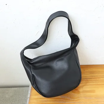 Корейската женствена чанта през рамо 2022, по-голямата голям чанта от мека изкуствена кожа, ежедневни чанти през рамо с широка каишка bolsa feminina черен цвят