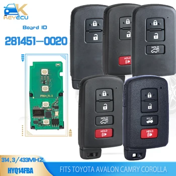 KEYECU 281451-0020 Умно Дистанционно Ключ 314,3 Mhz/433 Mhz с 4 бутона Fob за Toyota Avalon Camry, Corolla HYQ14FBA