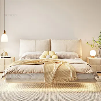 Рамки на легла от масивно дърво Nordic Light клас апартамент за мебели, спални, модерни окачен рамка легла, домакински двойно легло 1.5 метра
