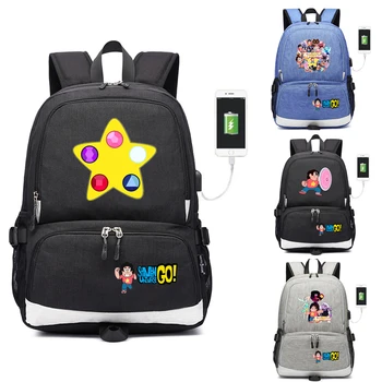 Стивън Universe usb Раница за зареждане, училищна чанта, холщовые чанти на рамо, кристални скъпоценни камъни, пътна чанта за лаптоп раница