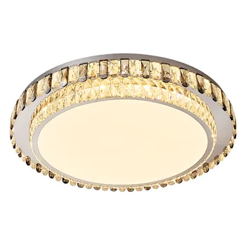 Сребристо-златна тавана лампа, луксозни Кръгли кристални модерни плафониери 2023 Crystal Modern Блясък Lamparas Lampen за хол