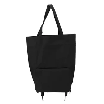 Пазарска чанта за количка, богат на функции холщовая сгъваема кошница за пазаруване, здрав лагер за пътуване