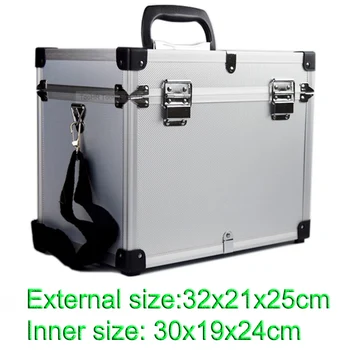 Голяма алуминиева кутия за инструменти Преносим комплект инструменти за сигурност, куфар за инструменти, кутия за съхранение на оборудването, куфар с пагон