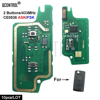 Печатна платка за дистанционно на ключа на автомобила QCONTROL за Peugeot 207 208 307 308 408 Partner CE0536 ключодържател ASK/FSK Signal