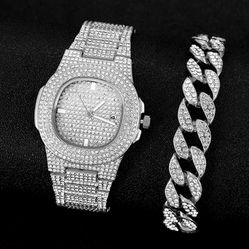 Мъжки часовник с диаманти на най-добрата марка за мъже, луксозни златен часовник Iced Out, хип-хоп кварцов ръчен часовник Relogio Masculino, мъжки часовник Reloj