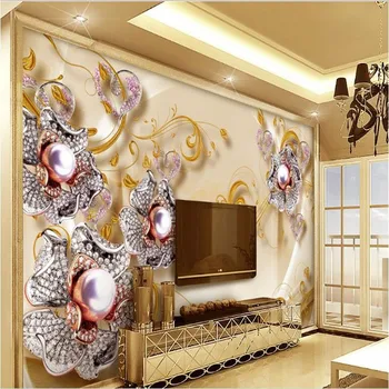 wellyu Индивидуални големи фресковые украса, диамантен златно покритие, посеребренный Романтичен цветен фон, нетъкан тапет